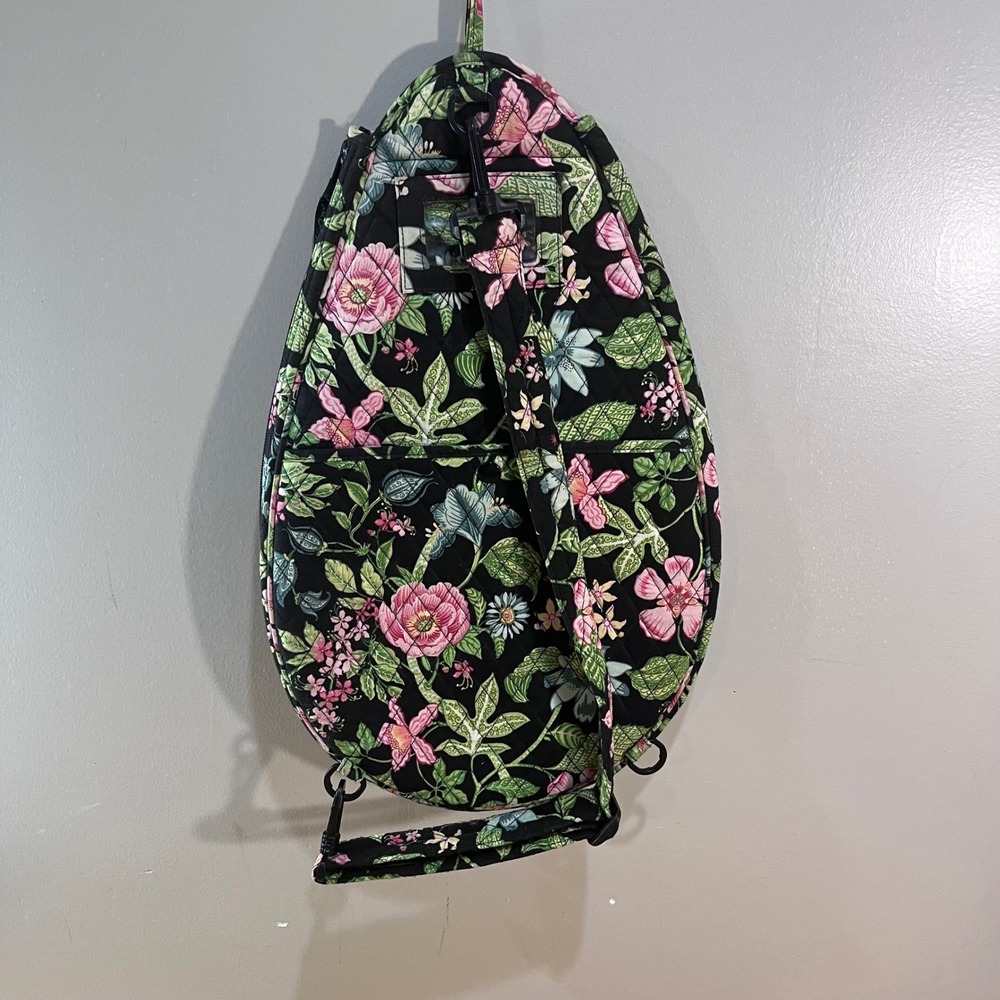 Vera Bradley Night and Day Quilted Floral Tennis Racket Backpack Sling Bag Vtg - Picture 4 of 8